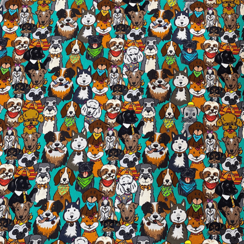 Tricoline estampa digital dogs fundo verde