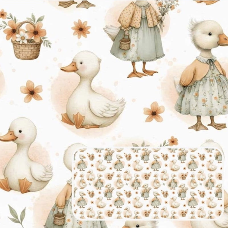 Tricoline estampa digital patos cute orange