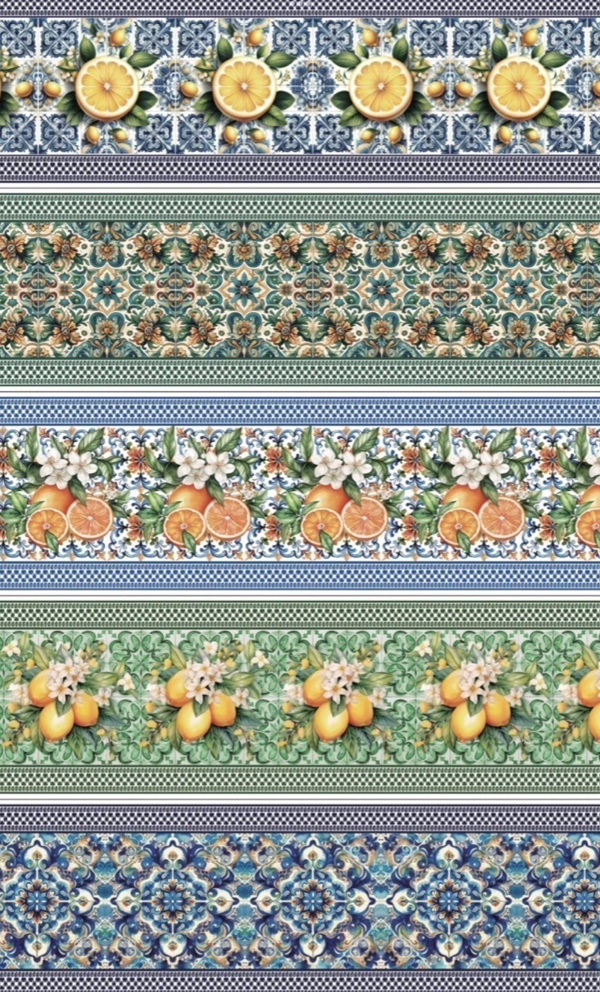Tricoline estampa digital barrado azulejo português - CORTES 0,55m x 1,50m