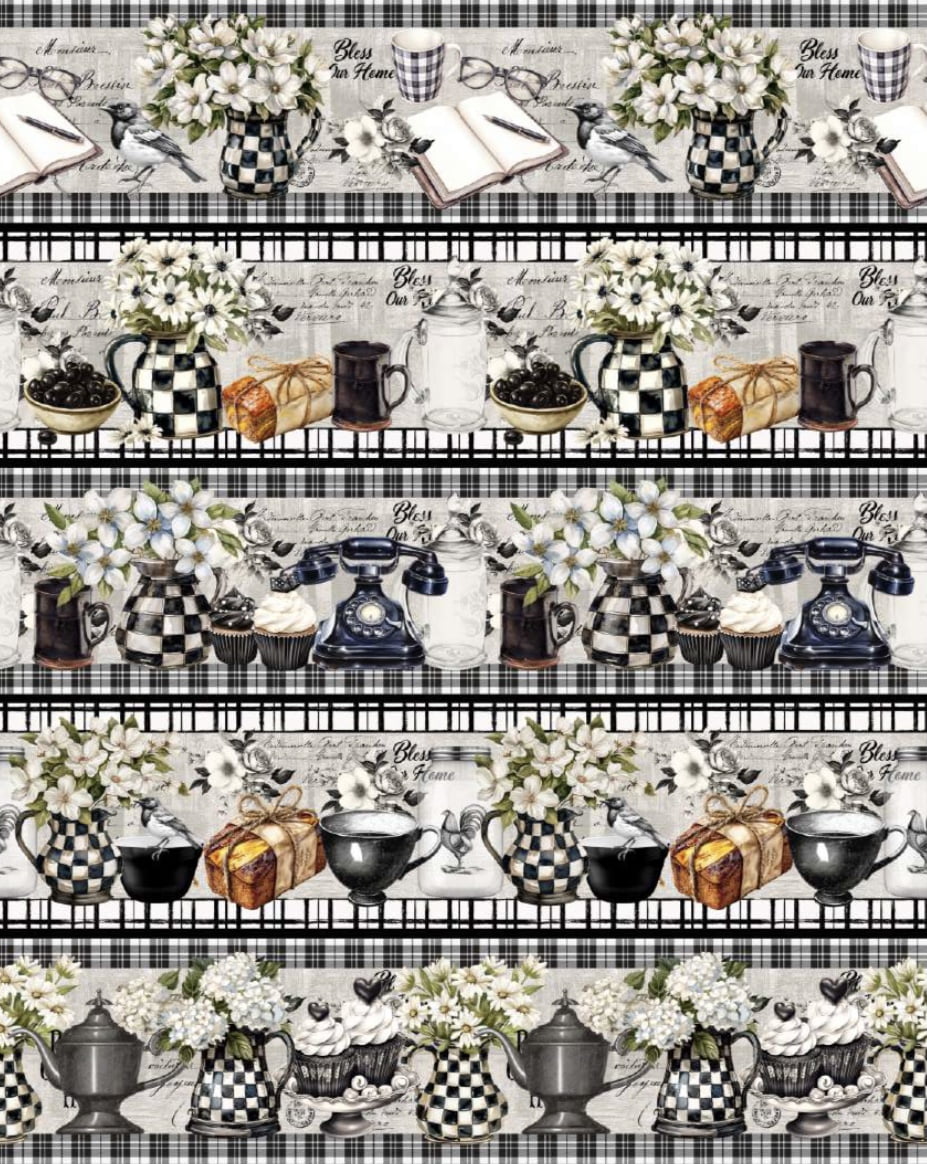 Tricoline estampa digital barrado black and white - CORTES 0,55m x 1,50m 