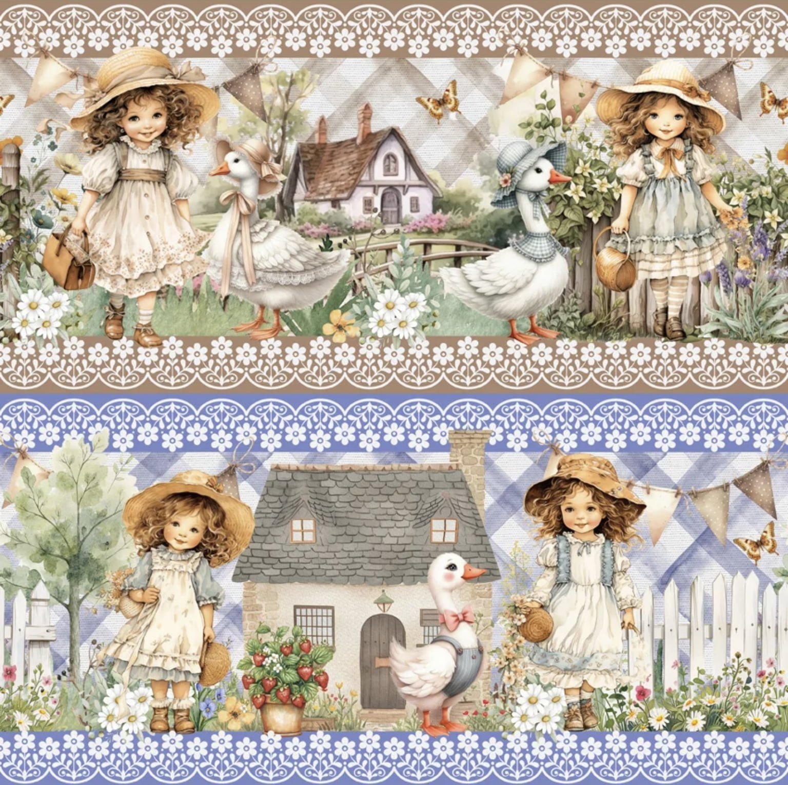 Tricoline estampa digital barrado camponesa - CORTES 0,55m x 1,50m  