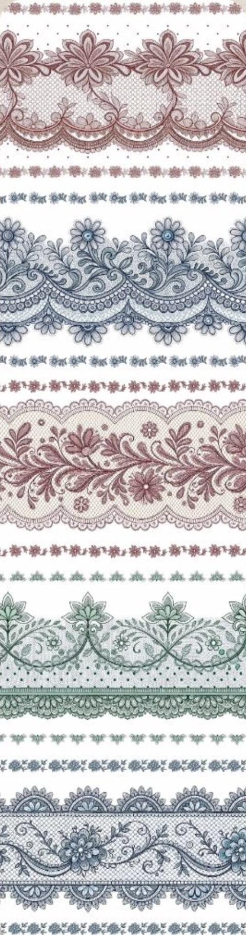 Tricoline estampa digital barrado de rendas - CORTES 0,55m x 1,50m