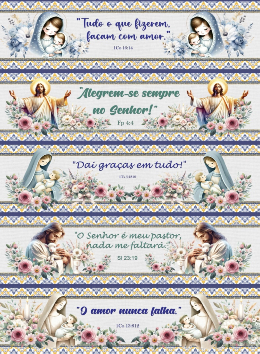 Tricoline estampa digital barrado frases bíblicas 