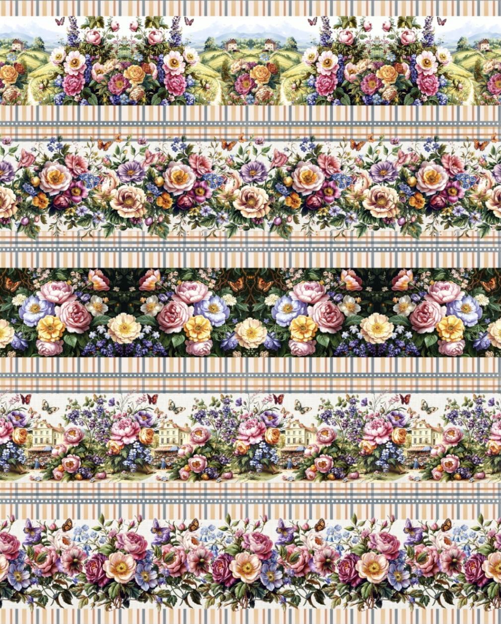 Tricoline estampa digital barrado Melissa - CORTES 0,55m x 1,50m