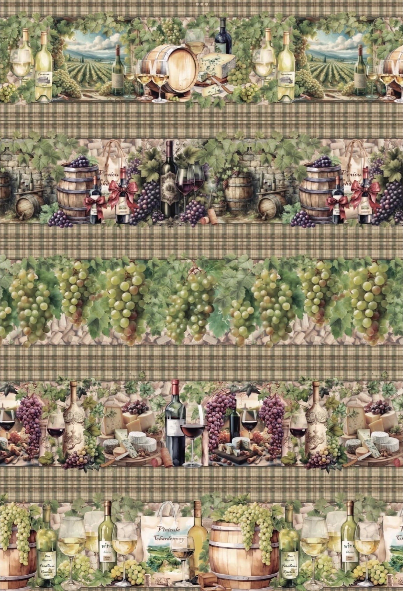 Tricoline estampa digital barrado vinícola  - CORTES 0,55m x 1,50m