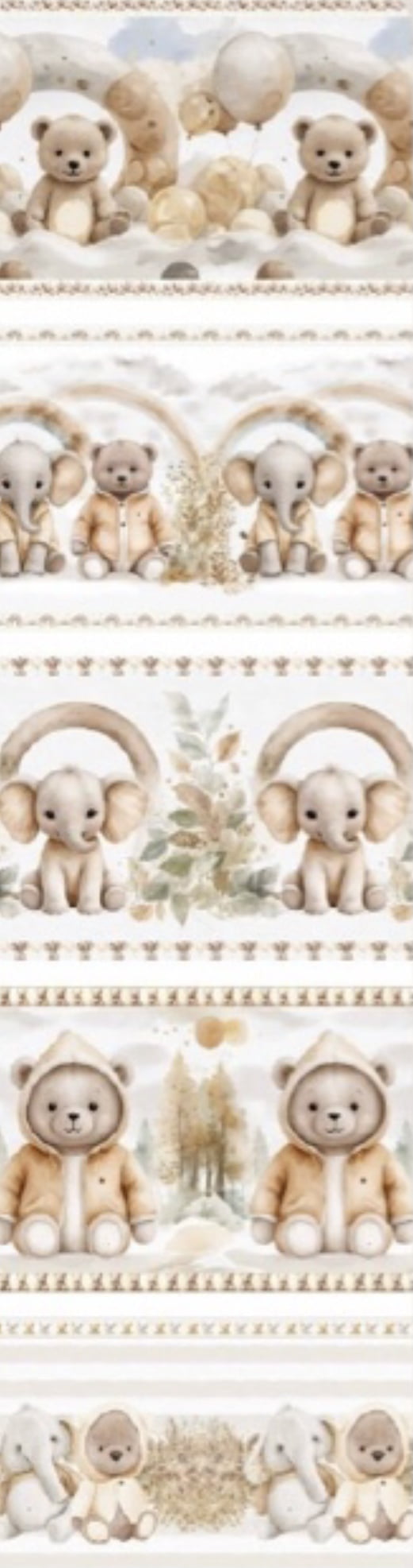 Tricoline estampa digital barrado dupla fofura - CORTES 0,55m x 1,50m