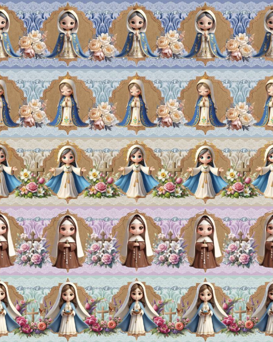 Tricoline estampa digital barrado mãe do céu - CORTES 0,55m x 1,50m