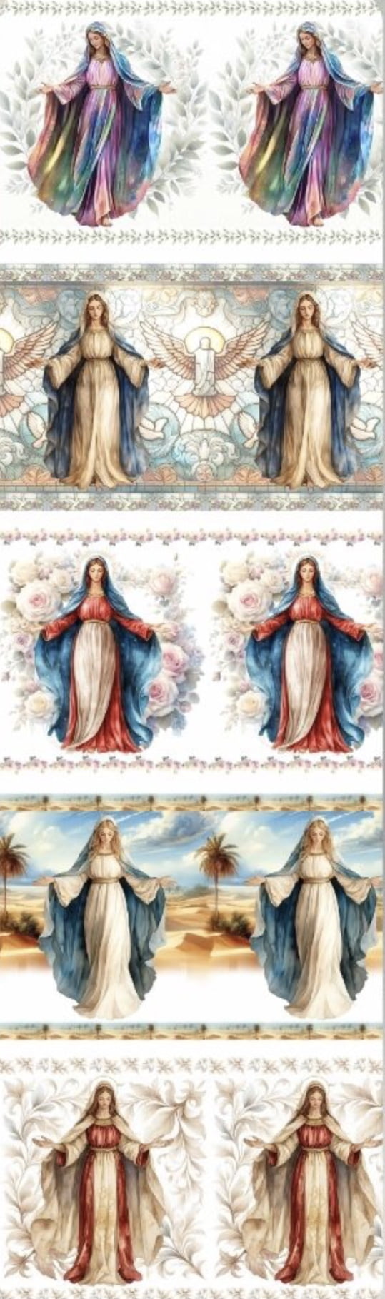 Tricoline estampa digital barrado Nossa Senhora - CORTES 0,55m x 1,50m