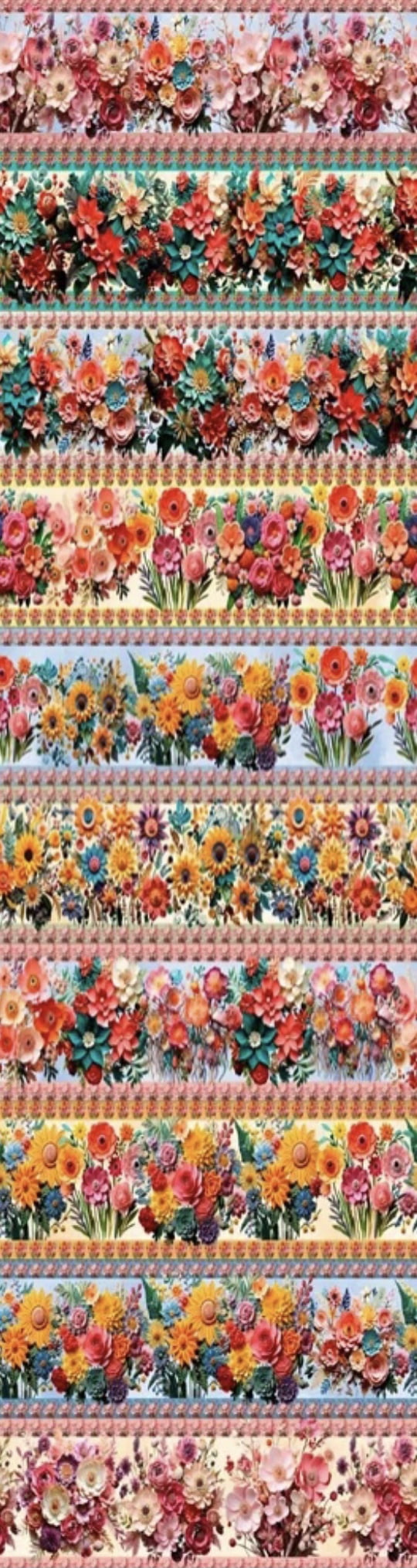 Tricoline estampa digital barrado 3D florzinhas do campo 