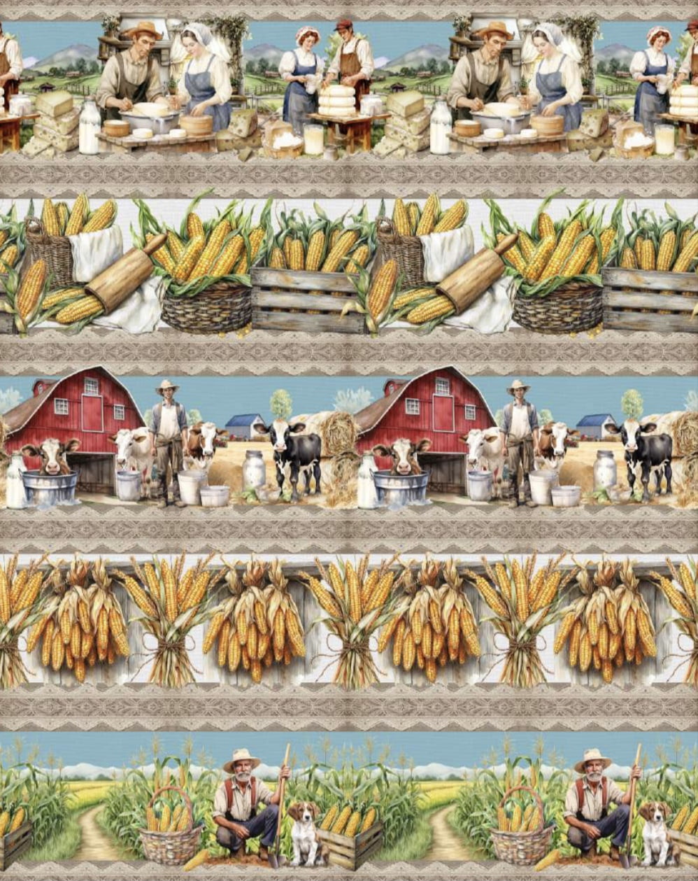 Tricoline estampa digital barrado agro é vida - CORTES 0,55m x 1,50m