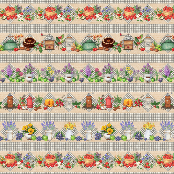 Tricoline estampa digital barrado cozinha floral 
