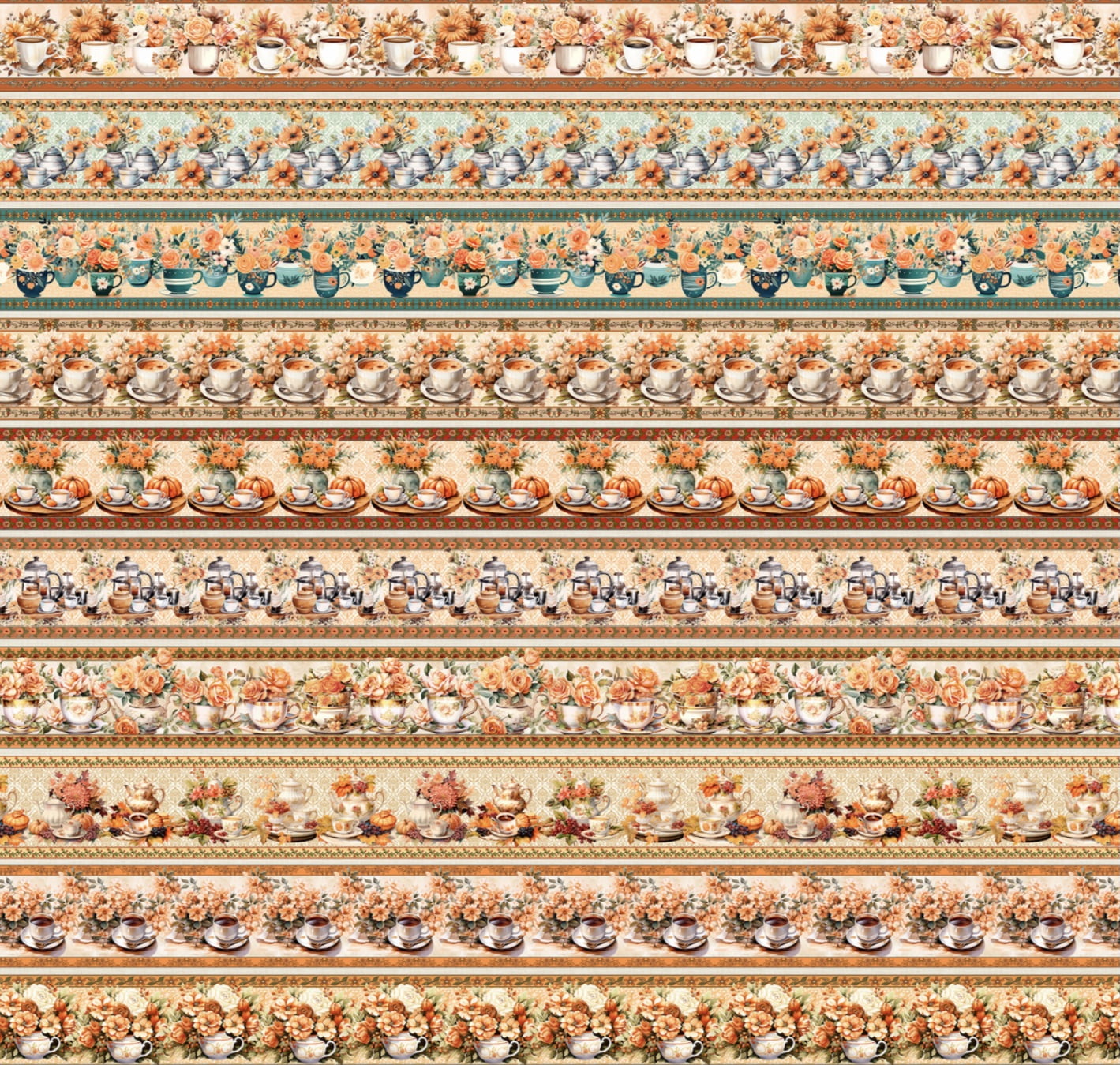 Tricoline estampa digital barrado Cup of peach