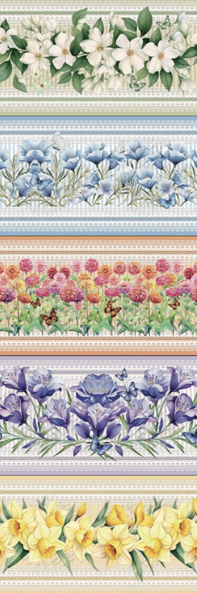 Tricoline estampa digital barrado floral campestre 