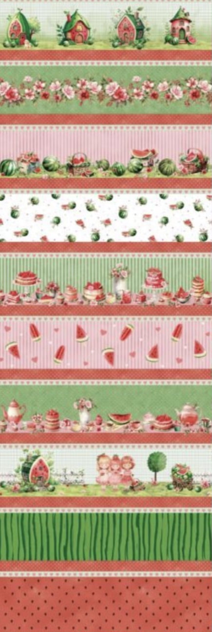 Tricoline estampa digital barrado melancias fofas