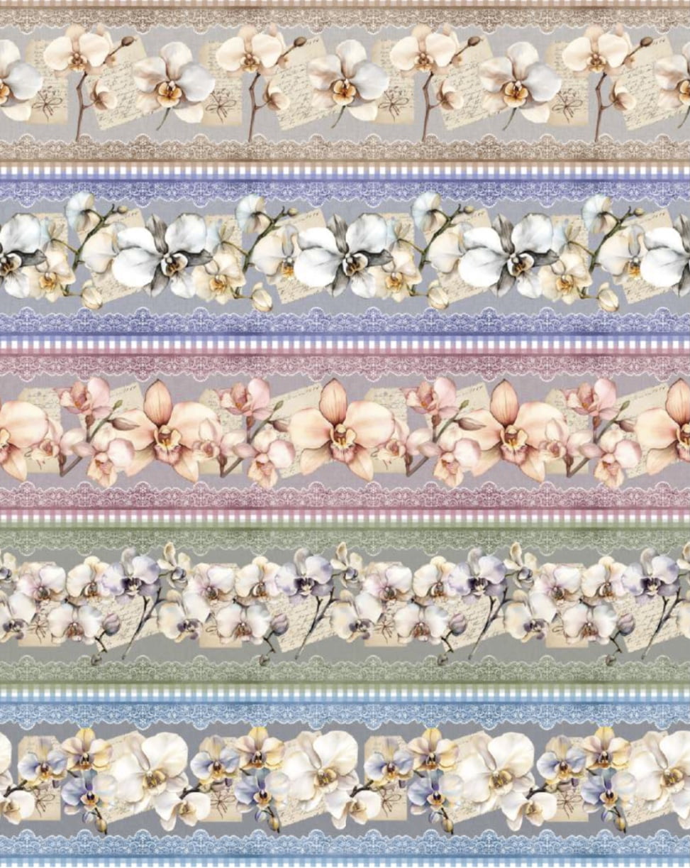 Tricoline estampa digital barrado orquídeas perfeitas