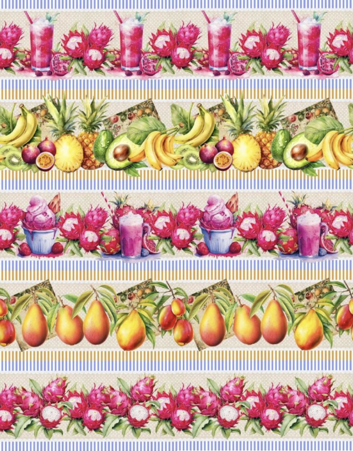 Tricoline estampa digital barrado pitaya e cia