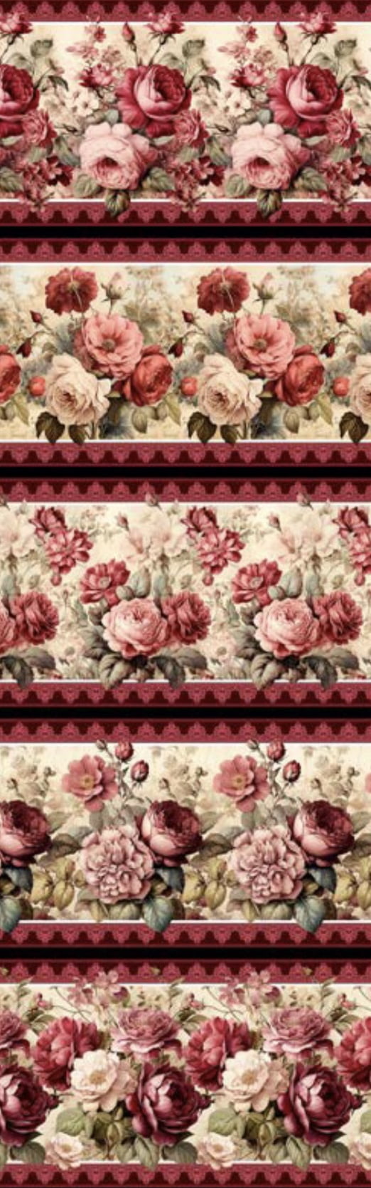 Tricoline estampa digital barrado rosas clássicas 