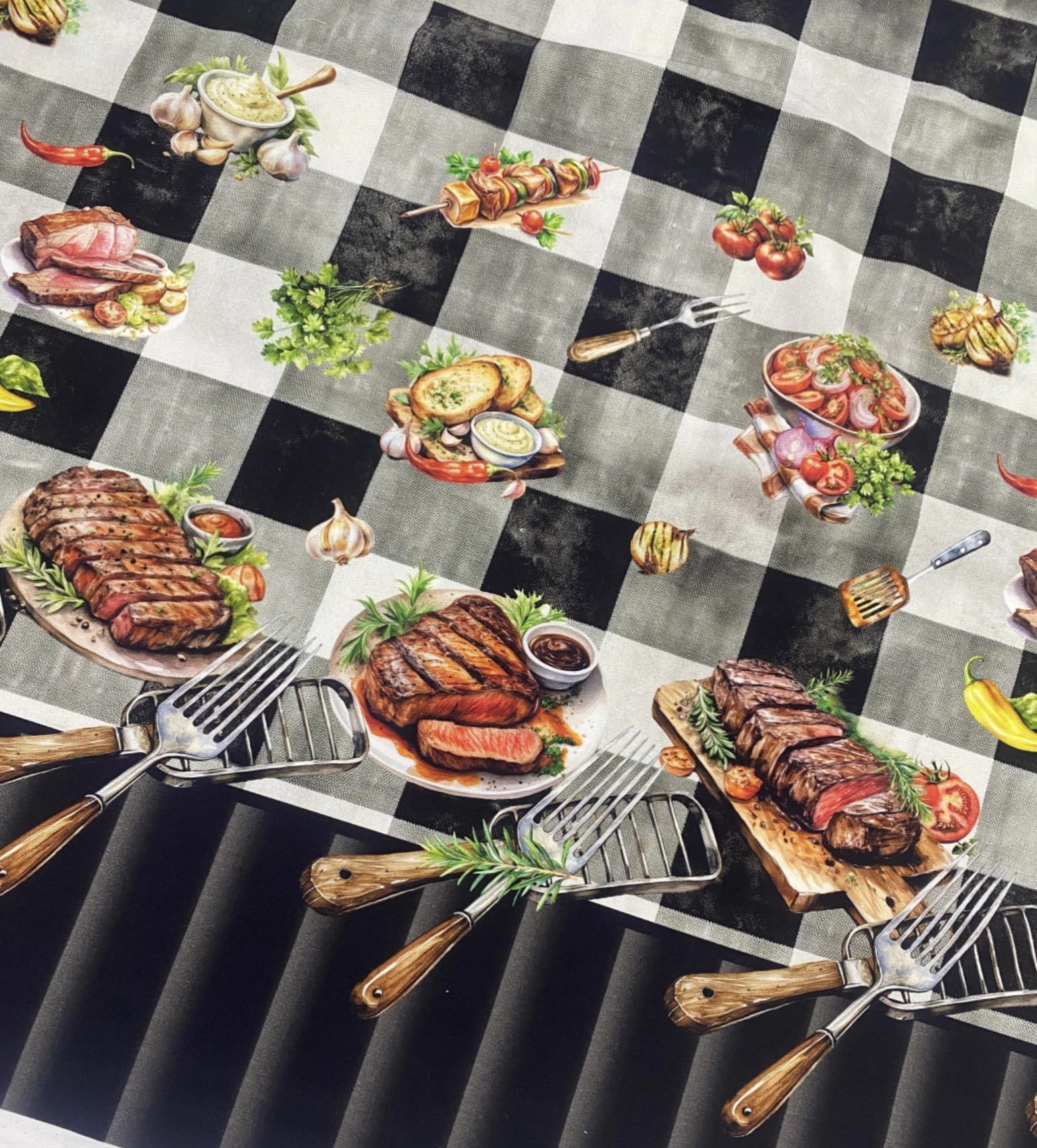 Sarja estampa digital toalha de mesa churrasco