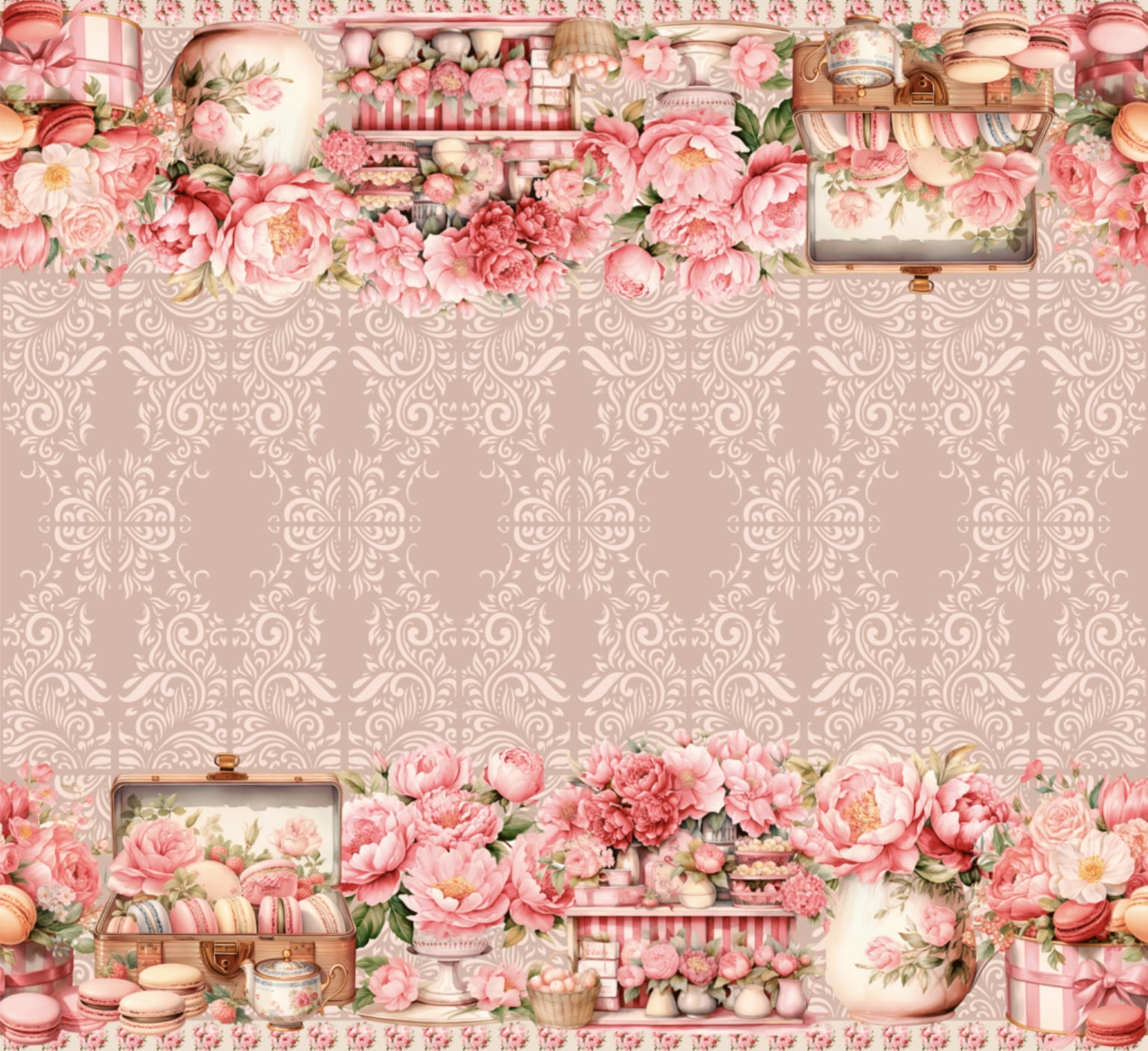 Sarja estampa digital toalha de mesa exuberância rosa