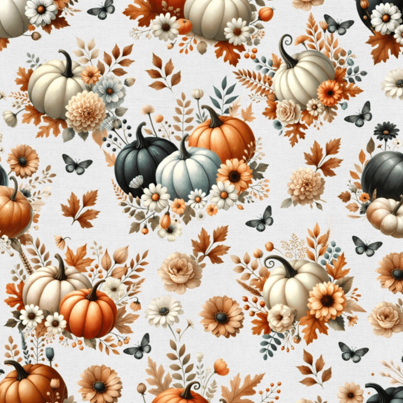 Tricoline estampa digital abóboras e borboletas 