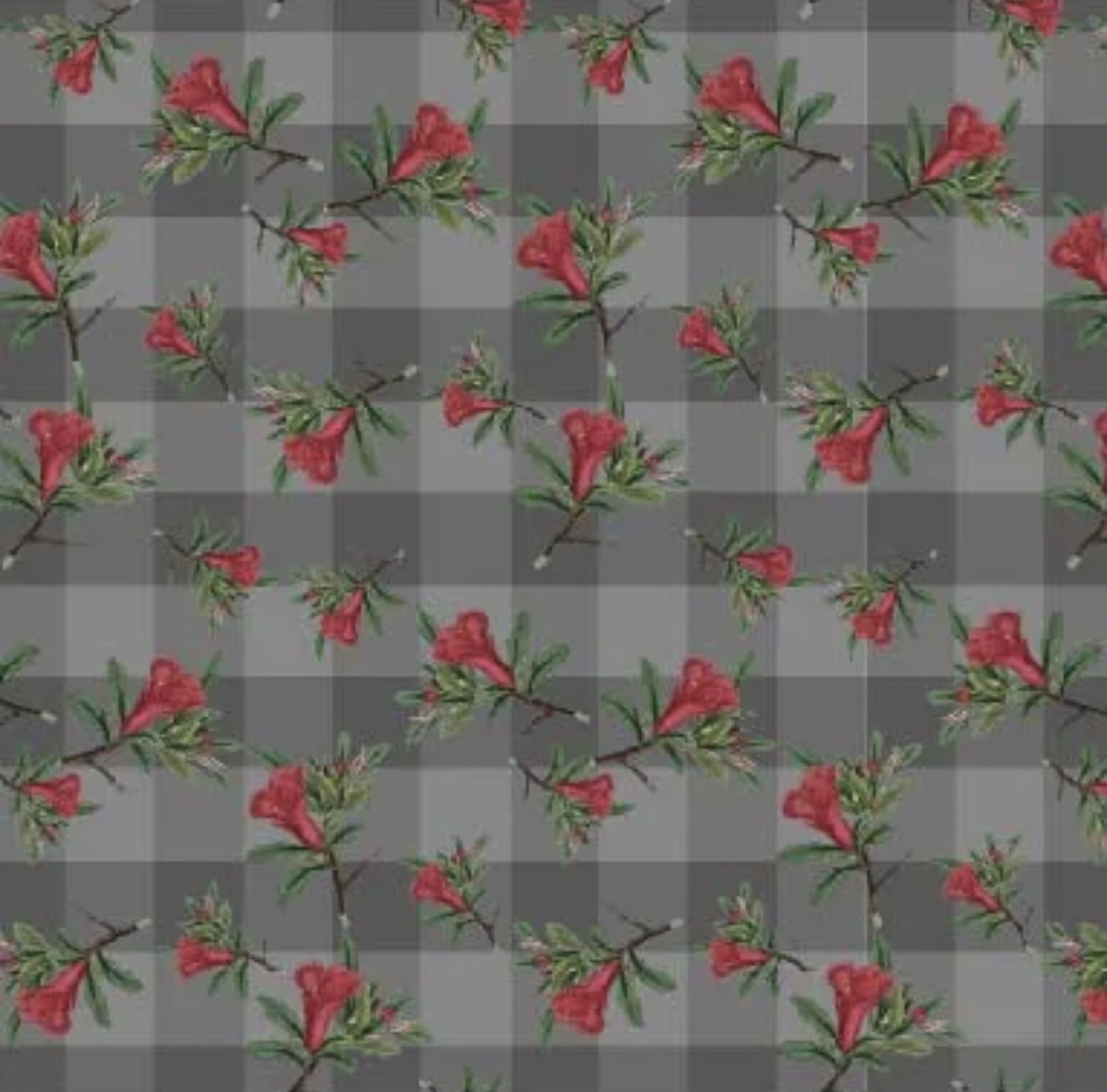 Tricoline estampa digital floral romã