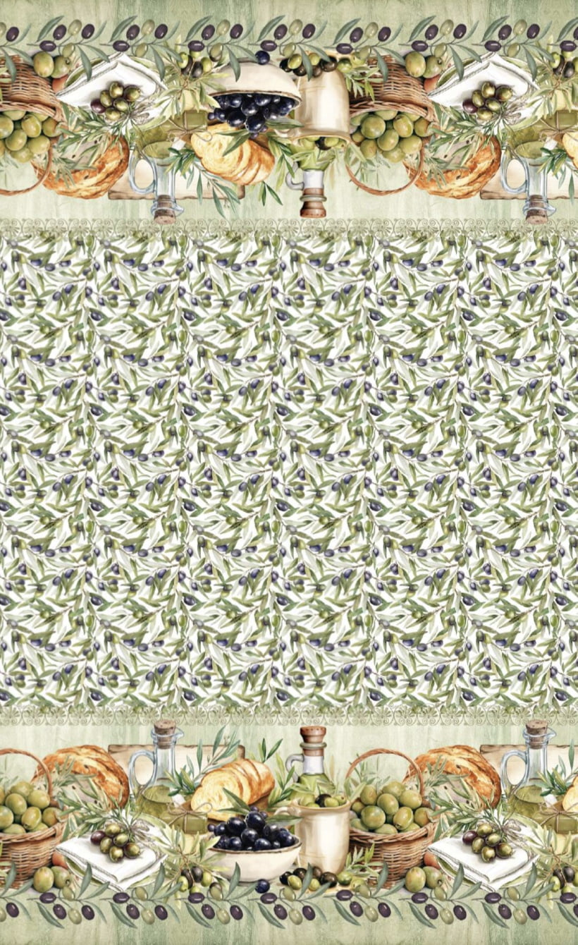 Tricoline estampa digital toalha de mesa oliveiras