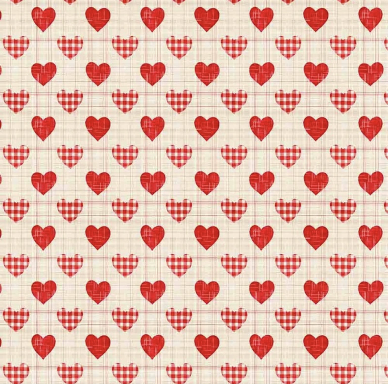 Tricoline estampa digital coração vintage red