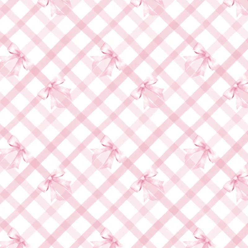 Tricoline estampa digital lacinhos com xadrez rosa