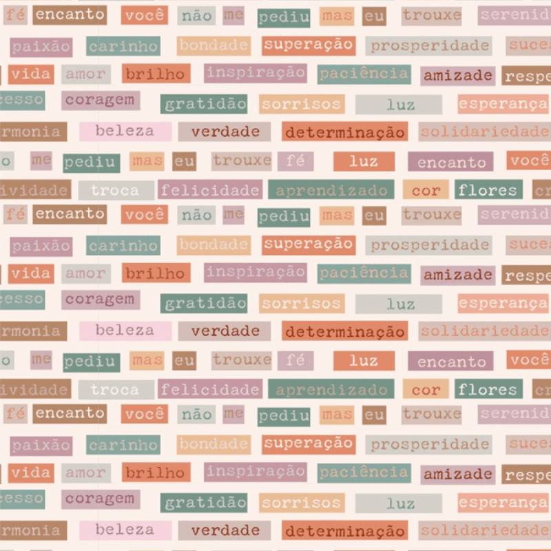 Tricoline estampa digital palavras boas