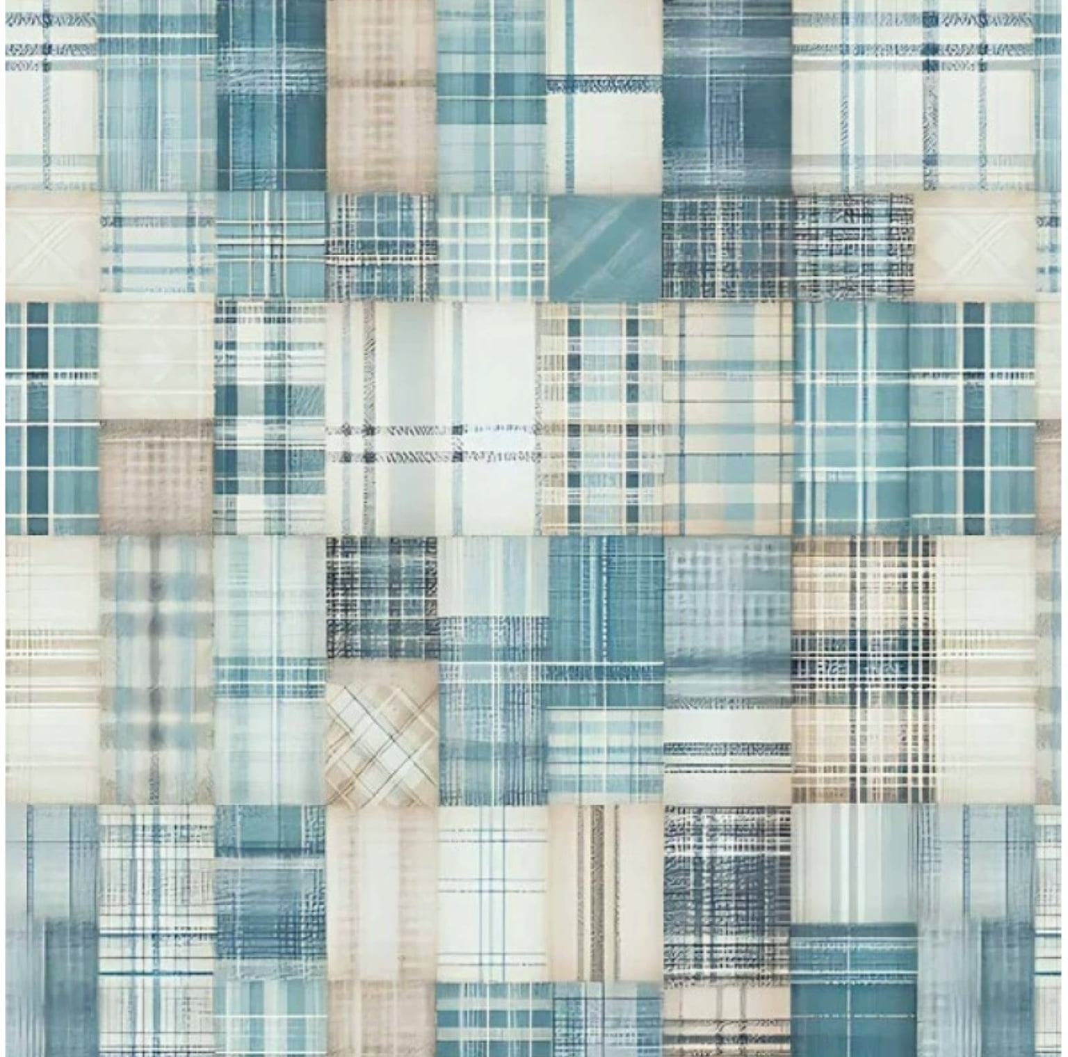 Tricoline estampa digital patchwork le bleu