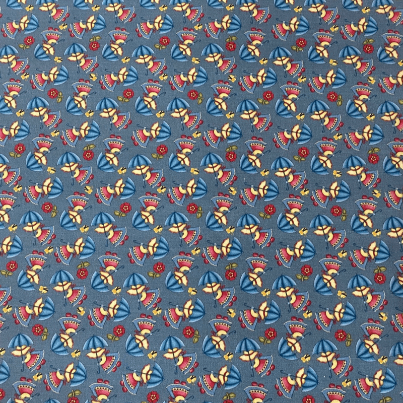Tricoline estampa digital sunbonnet fundo azul