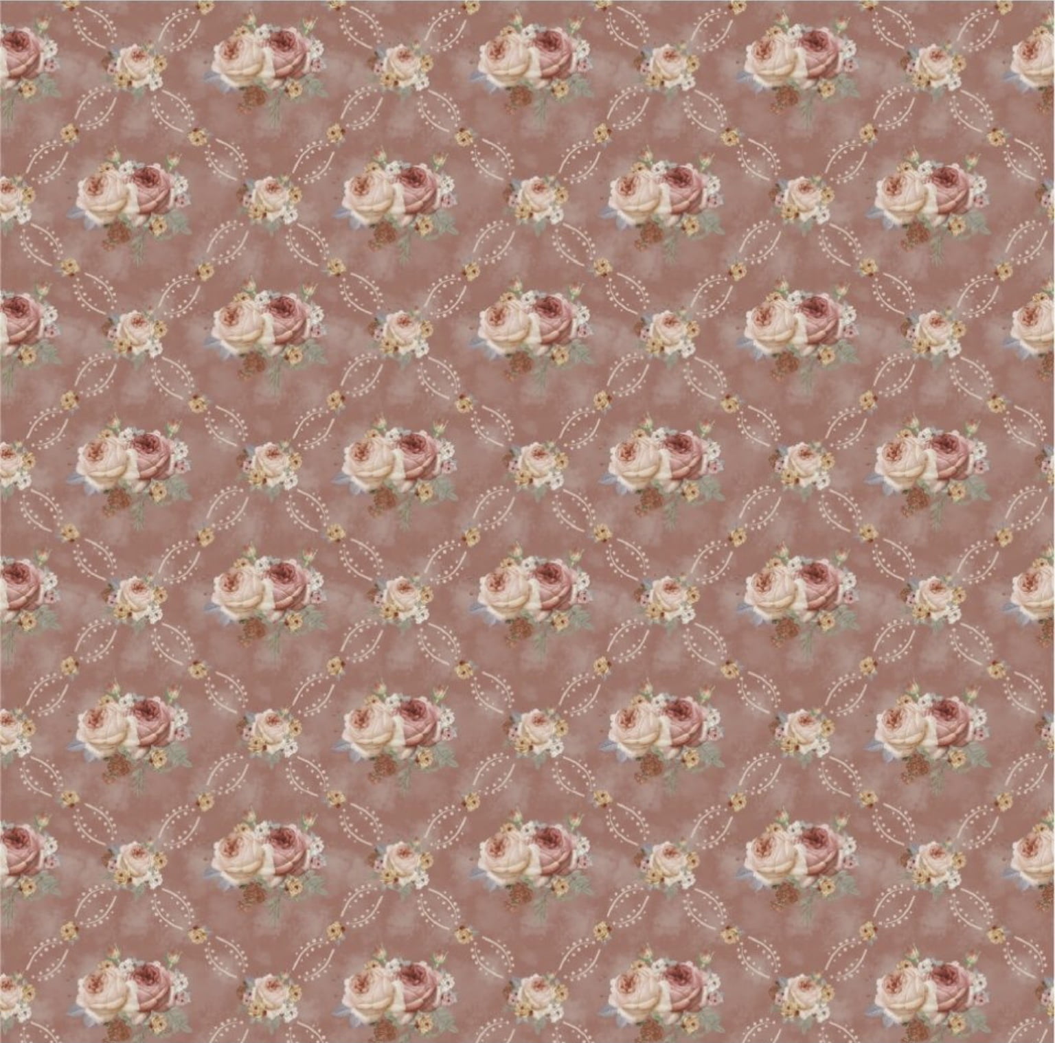 Tricoline estampa digital buquês flor rosa