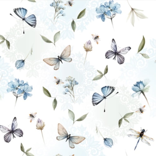 Tricoline estampa digital floral blue garden