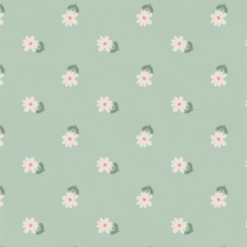 Tricoline estampa digital floral fundo verde