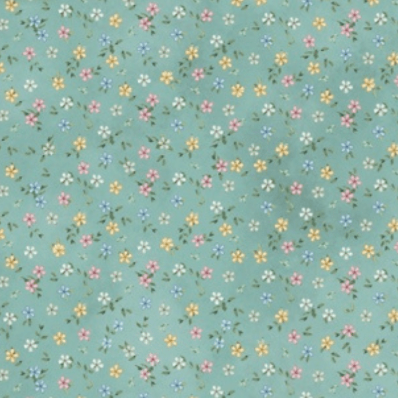 Tricoline estampa digital floral mini verde