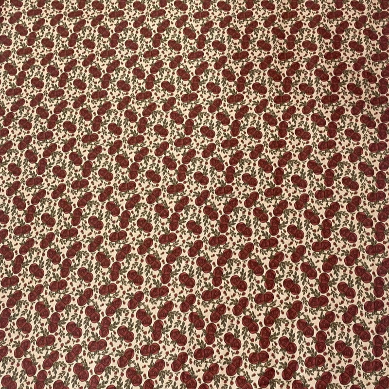 Tricoline estampa digital floral pequeno vermelho fundo bege