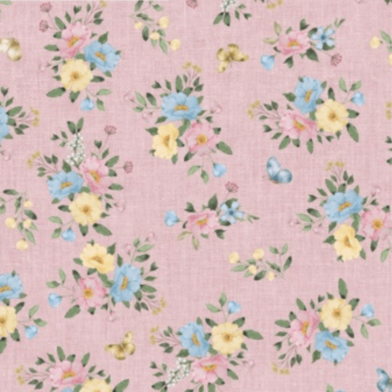 Tricoline estampa digital floral rosa