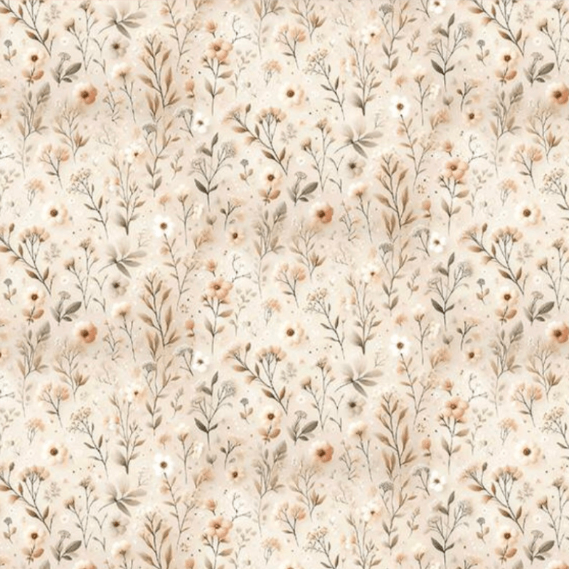 Tricoline estampa digital floral serenity fundo bege 