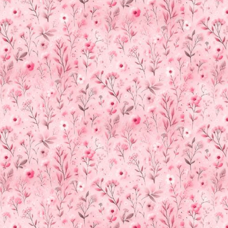 Tricoline estampa digital floral serenity fundo rosa