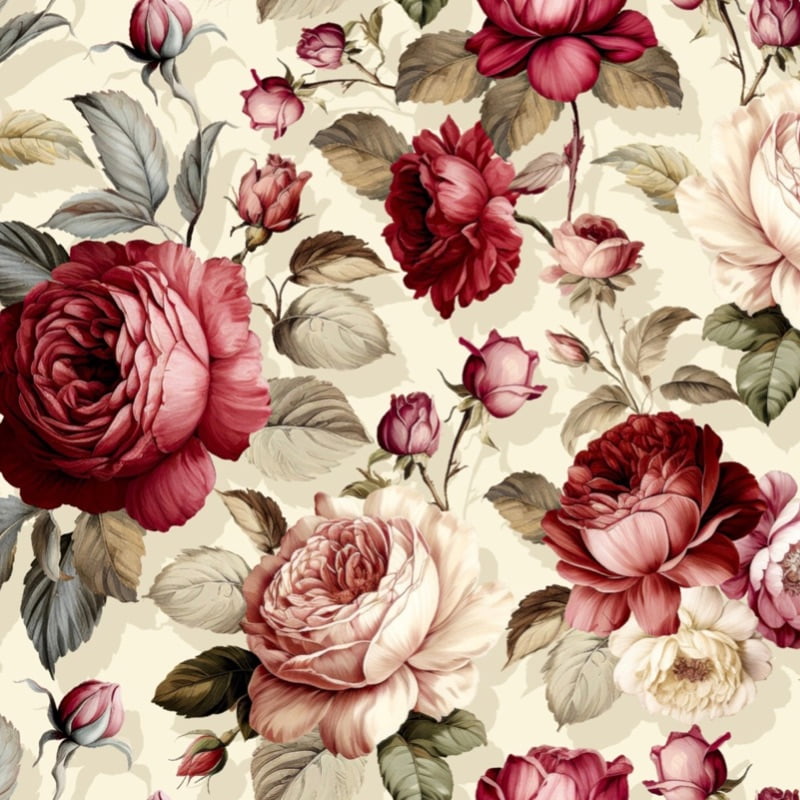 Tricoline estampa digital floral vintage tom rose