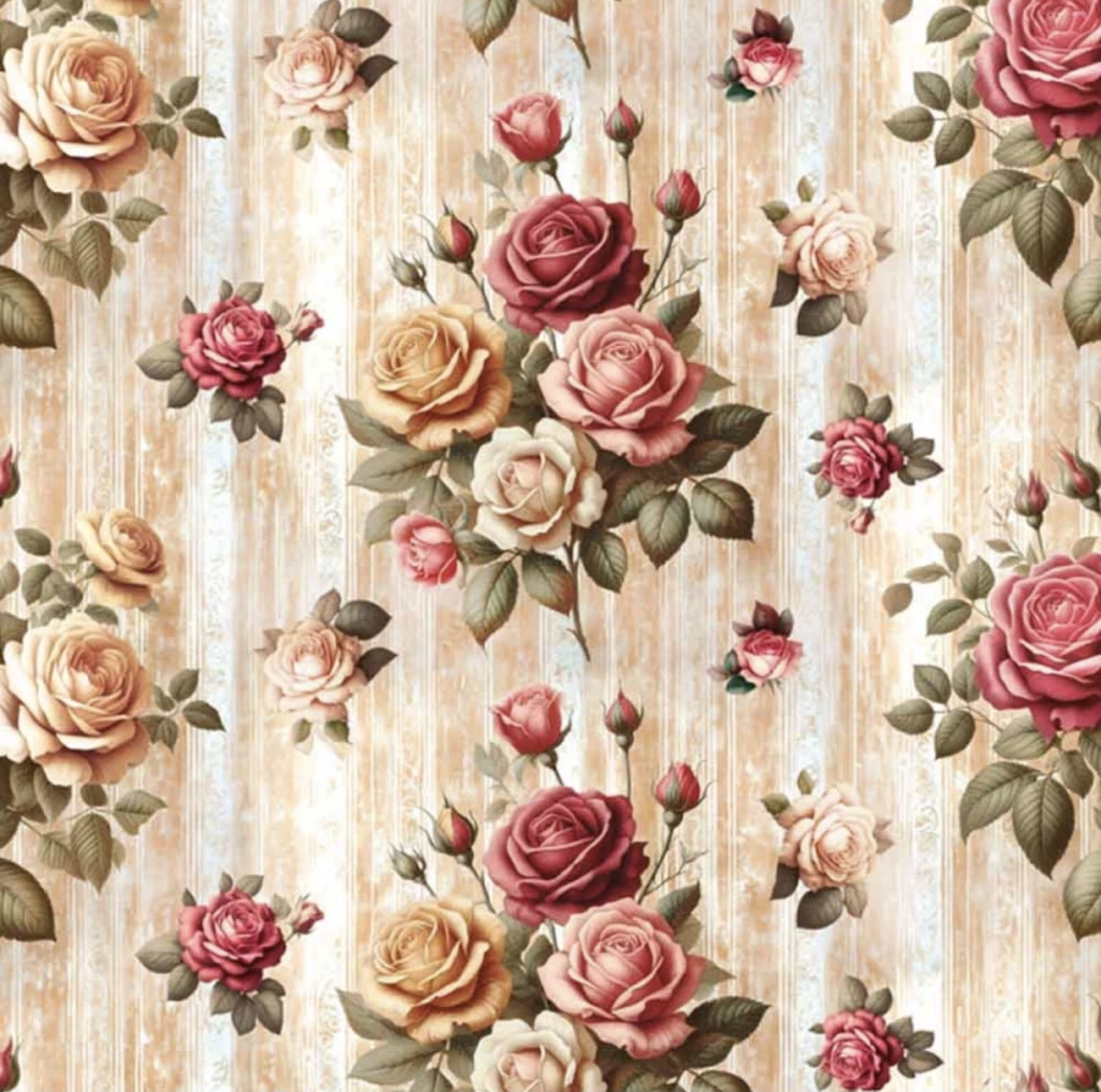Tricoline estampa digital jardim de rosas textura fundo bege