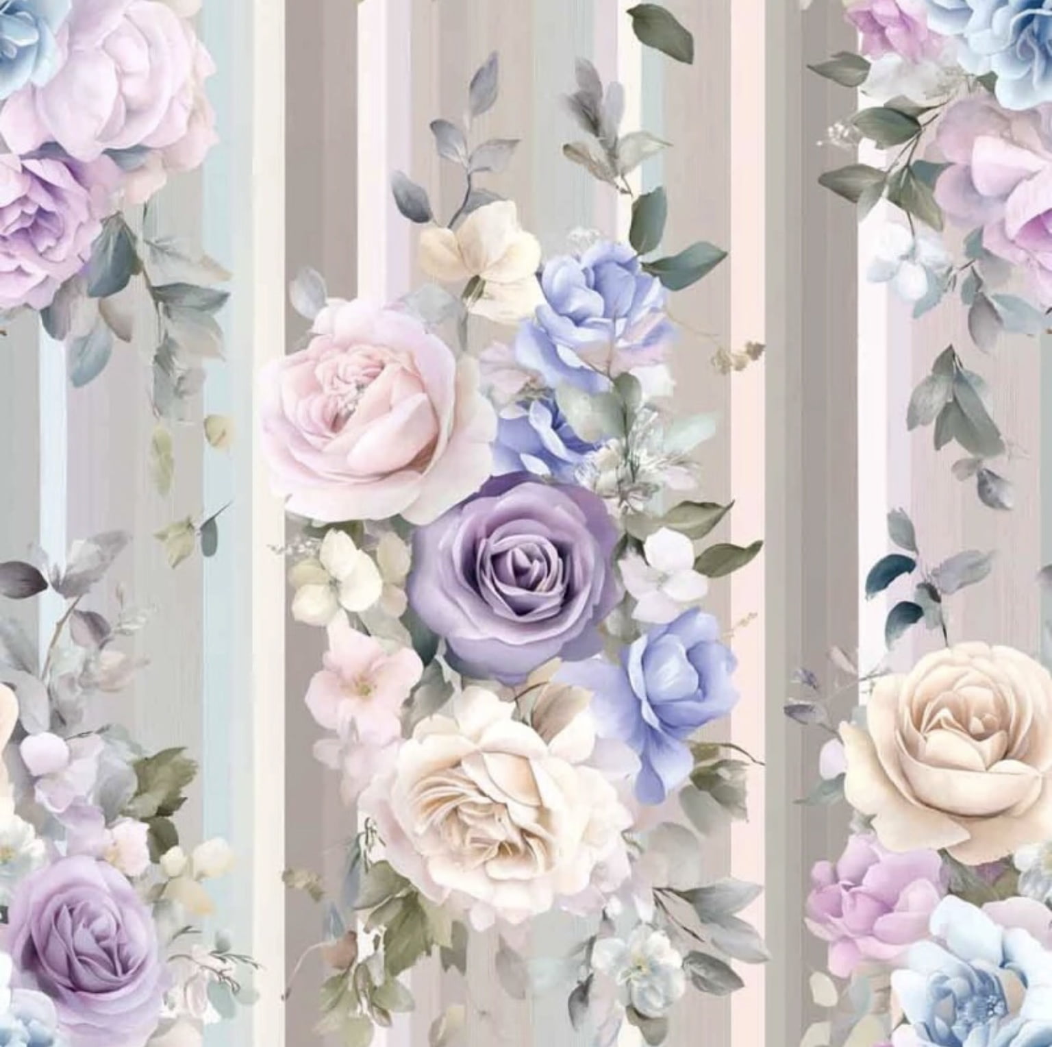 Tricoline estampa digital lav listras e flores 