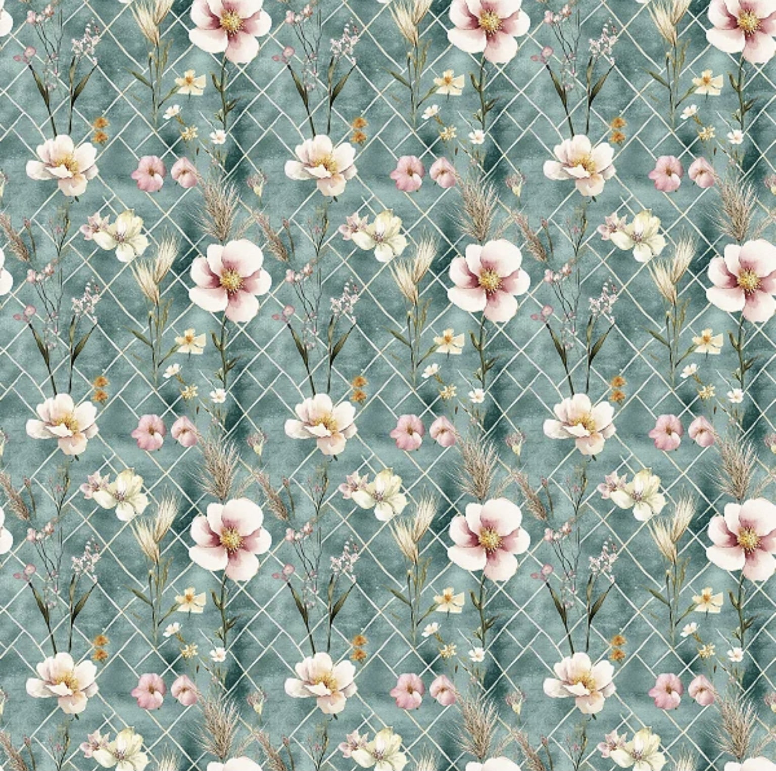 Tricoline estampa digital Marrocan flor verde