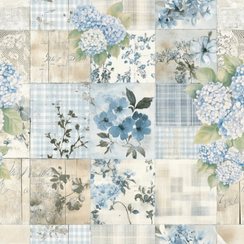 Tricoline estampa digital patchwork hortênsias 