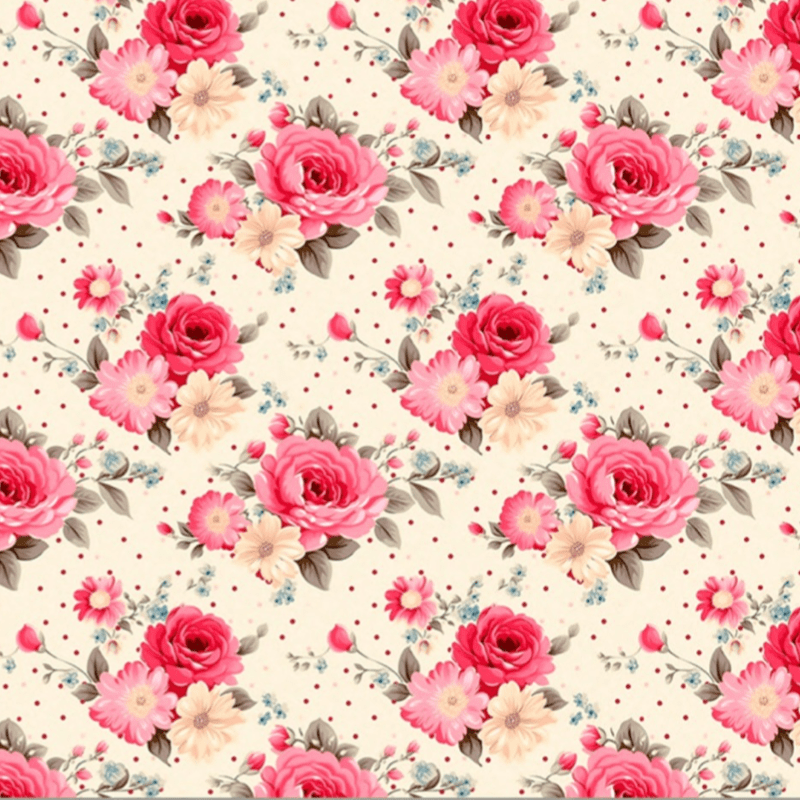 Tricoline estampa digital rosas médias