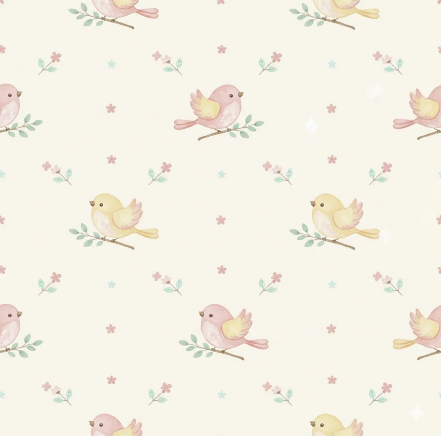 Tricoline estampa digital baby garden passarinhos