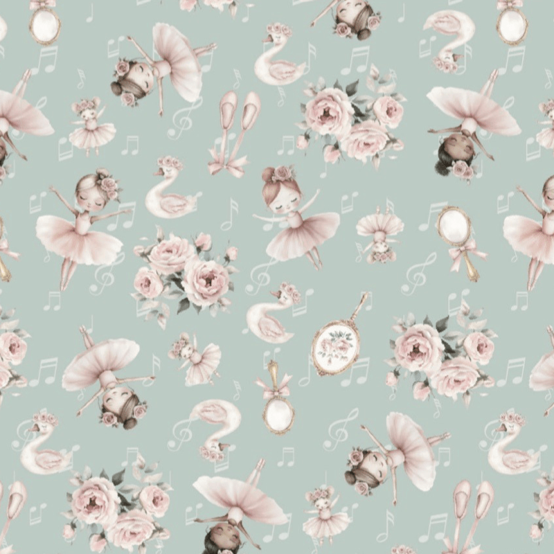 Tricoline estampa digital bailarina fundo verde