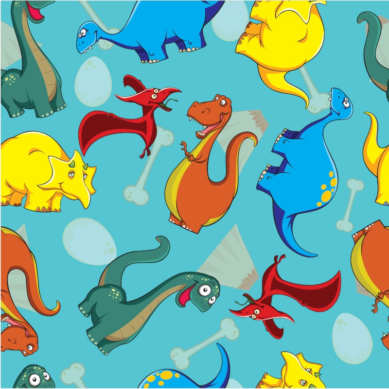 Tricoline estampa digital Dino fundo azul 
