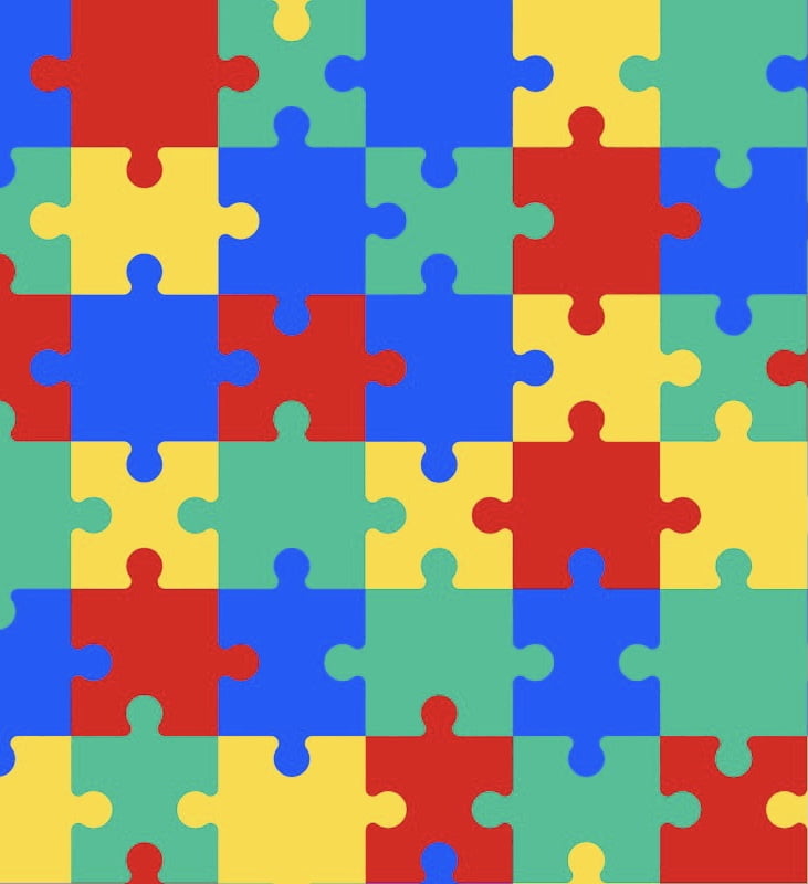 Tricoline estampa digital quebra cabeça autismo 