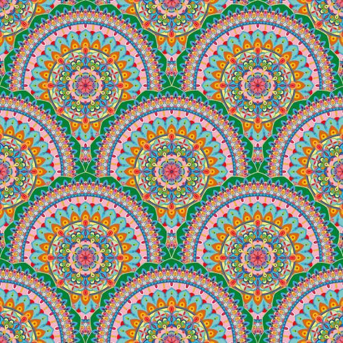 Tricoline estampa digital mandalas verdes